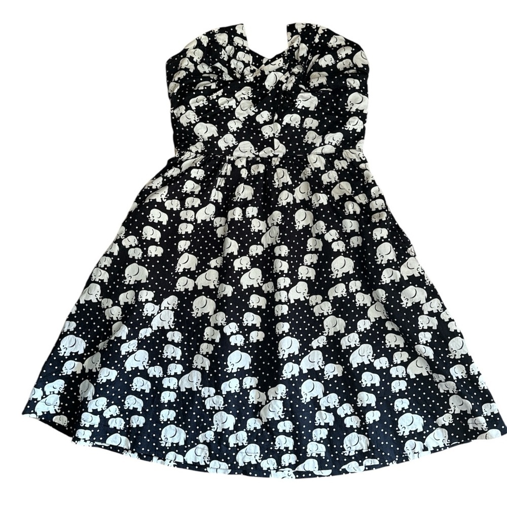 Anthropologie Porridge Elephant Print Strapless Dress, Size 6 - Picture 3 of 13